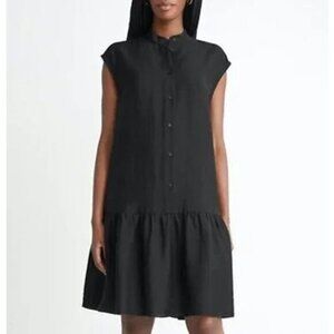 New & Other Stories Lyocell Drop-Waist Mini Dress Black XS